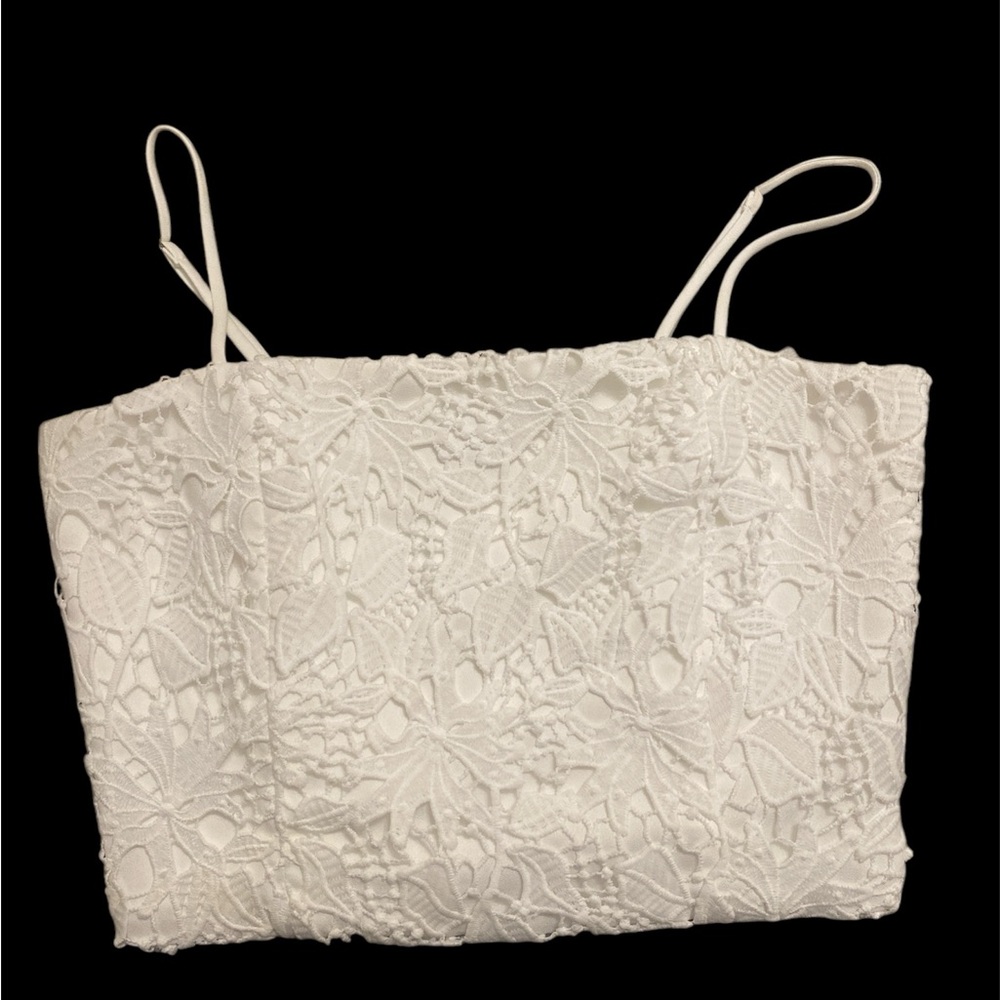 Lucy Paris white lace crop top